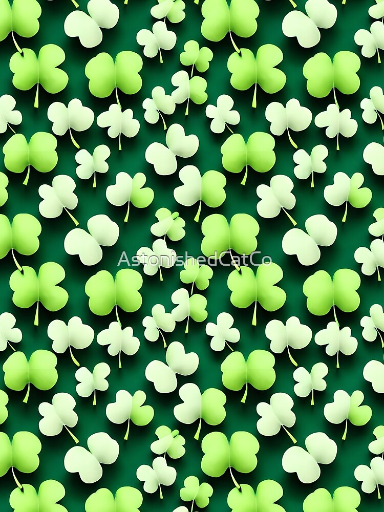 Thumbnail 5 of 5, Graphic T-Shirt, Shamrock Pattern - Astonished Cat Company - Great St Patrick's Day Gift designed and sold by AstonishedCatCo.