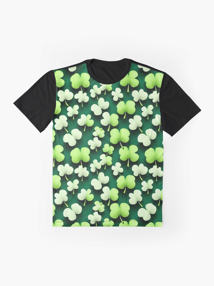 Thumbnail 4 of 5, Graphic T-Shirt, Shamrock Pattern - Astonished Cat Company - Great St Patrick's Day Gift designed and sold by AstonishedCatCo.
