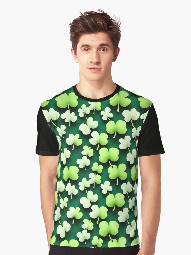Thumbnail 1 of 5, Graphic T-Shirt, Shamrock Pattern - Astonished Cat Company - Great St Patrick's Day Gift designed and sold by AstonishedCatCo.