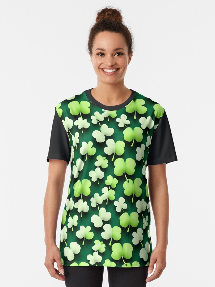 Thumbnail 2 of 5, Graphic T-Shirt, Shamrock Pattern - Astonished Cat Company - Great St Patrick's Day Gift designed and sold by AstonishedCatCo.