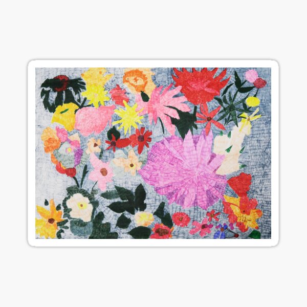 Colorful Floral Pattern Pen and Ink Sticker