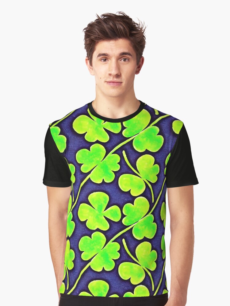 Thumbnail 1 of 5, Graphic T-Shirt, Shamrock Pattern - Astonished Cat Company - Great St Patrick's Day Gift designed and sold by AstonishedCatCo.