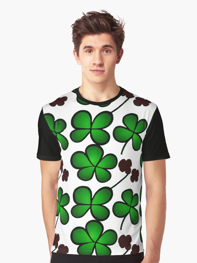 Thumbnail 1 of 5, Graphic T-Shirt, Shamrock Pattern - Astonished Cat Company - Great St Patrick's Day Gift designed and sold by AstonishedCatCo.