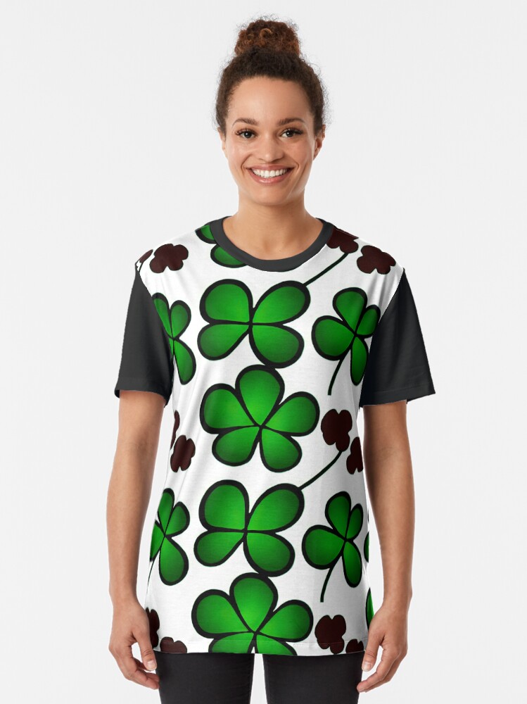 Thumbnail 2 of 5, Graphic T-Shirt, Shamrock Pattern - Astonished Cat Company - Great St Patrick's Day Gift designed and sold by AstonishedCatCo.