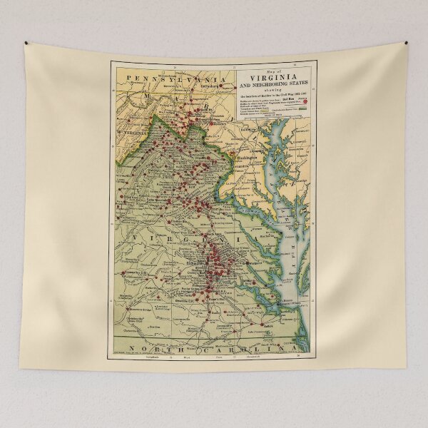 Item preview, Vintage Map of Virginia Battles During Civil War designed and sold by sweetbelle.