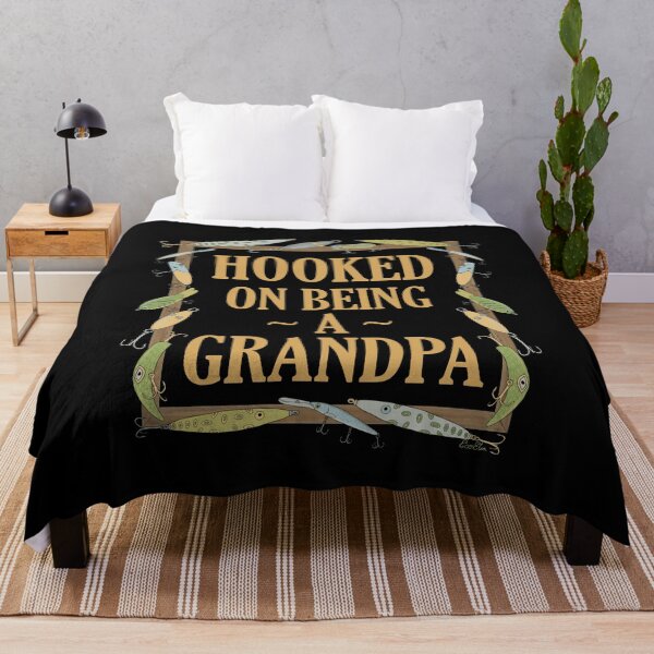 Item preview, Hooked on being a Grandpa - Grandpa Fishing Lure Design - Fishing Lures Border - Black designed and sold by EcoElsa.