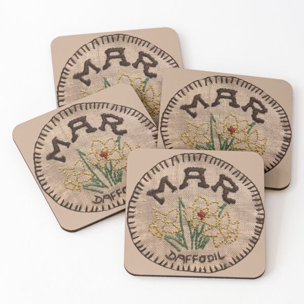Item preview, March Month of the year - Daffodil birthflower Embroidery Style Patch designed and sold by EveryDayDabble.