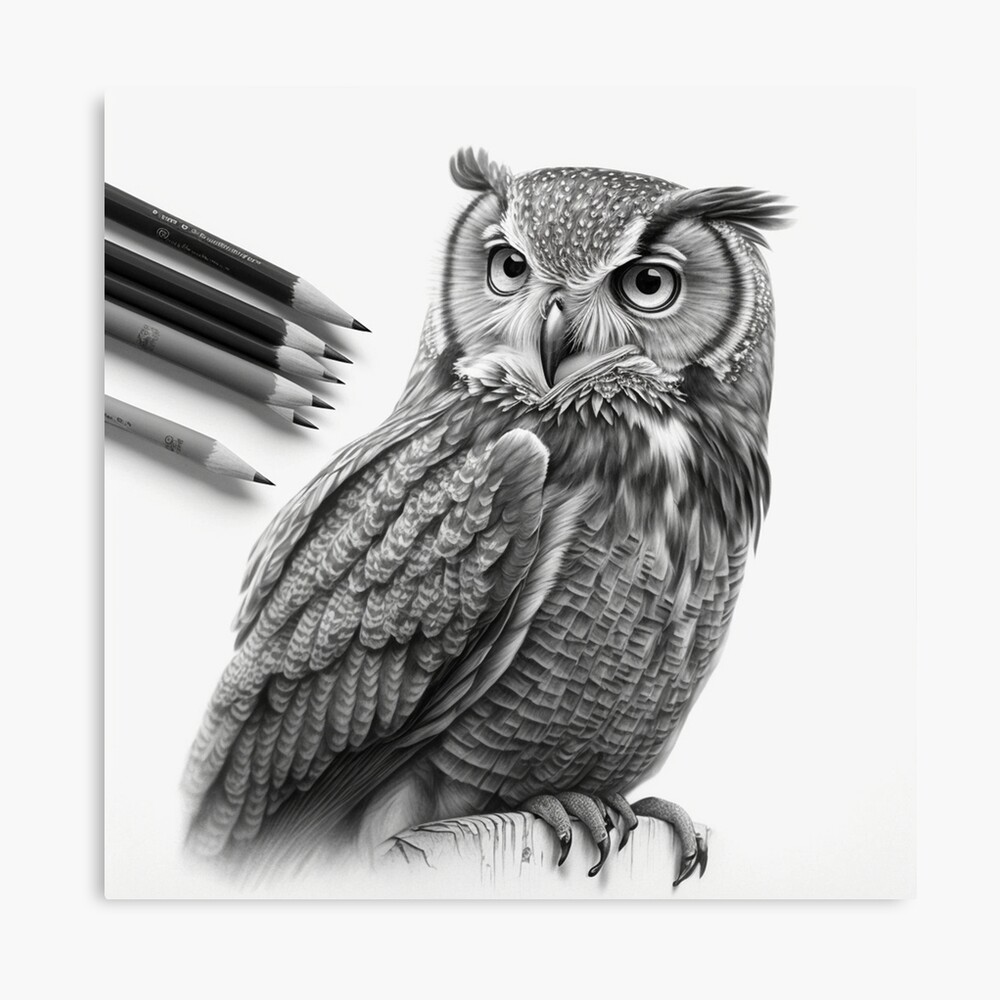 Detailed Pencil Drawing of Brown and Grey Owl | AI Image | PoweredTemplate  | 119120 | PoweredTemplate.com