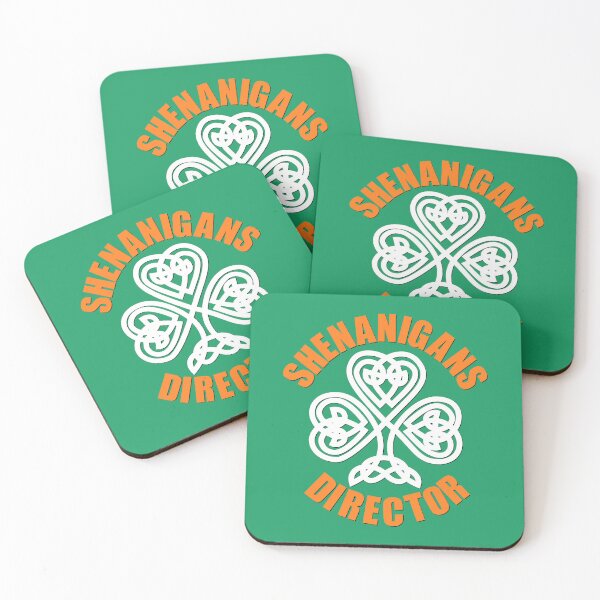Item preview, Shenanigans Director with Celtic Shamrock Orange and White on Green designed and sold by Gsallicat.