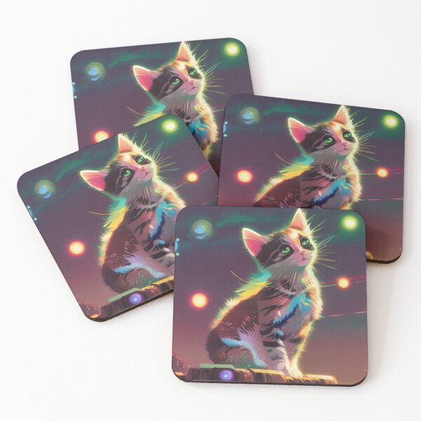 Item preview, Colorful Rainbow feline gazing at celestial stars in the vast universe   designed and sold by MoStorish.
