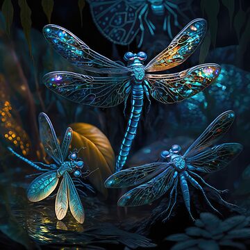 Artwork thumbnail, Fantasy in Color: World of Color with Futuristic Dragonflies by futureimaging