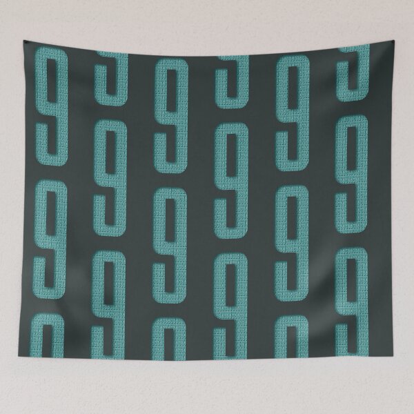 Item preview, Giant teal numeral 9 with 369 texture in shadow - the complete, perfected and divine number designed and sold by MunsyArt.