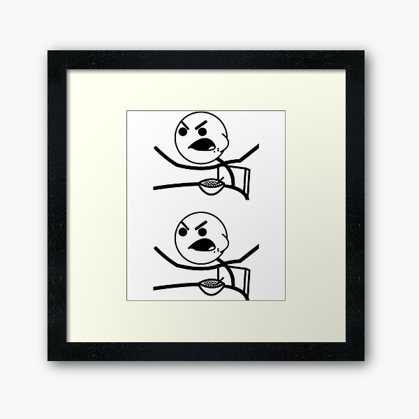 Humor Wall Art with Frame, Stickman Meme Face Looking at Computer