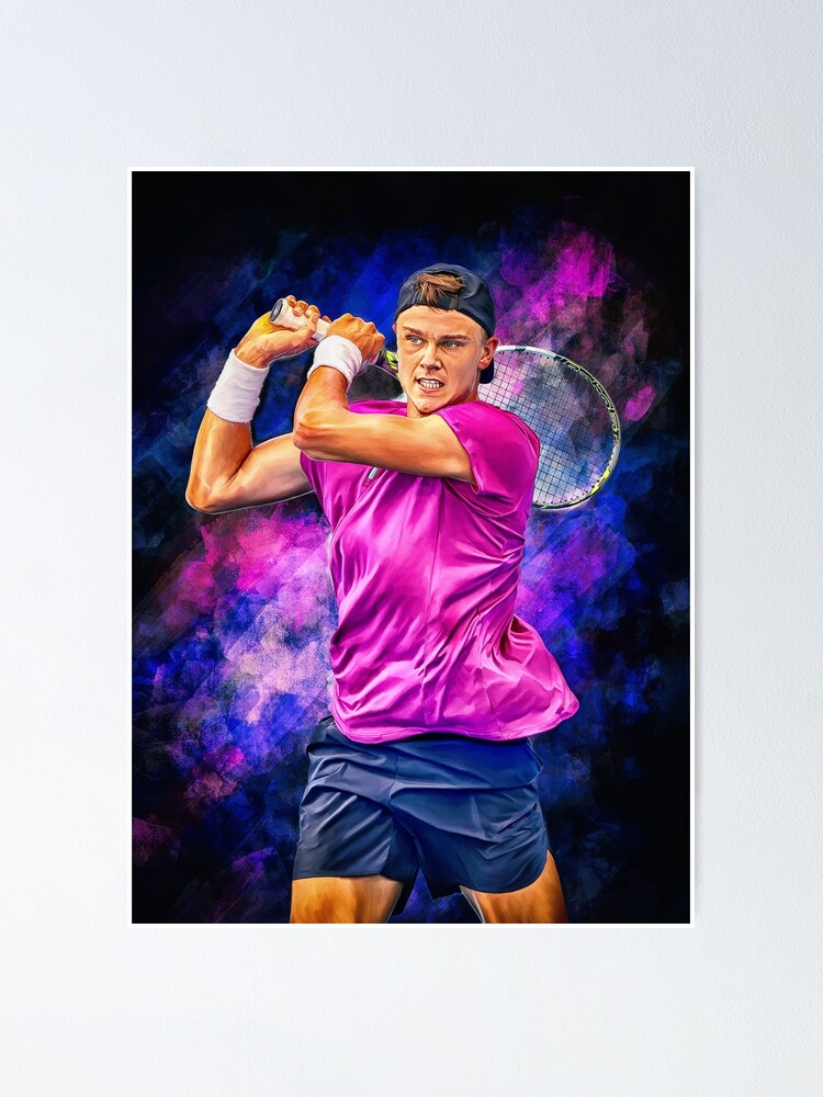 "Holger Rune plays backhand. 2023. Digital artwork print wall poster