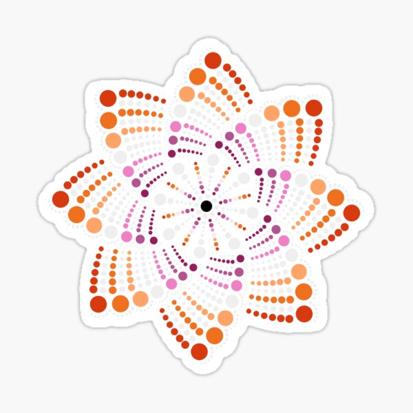 Seamless Repeating Geometric Mandala Dot Art Lesbian Pride Pattern Sticker