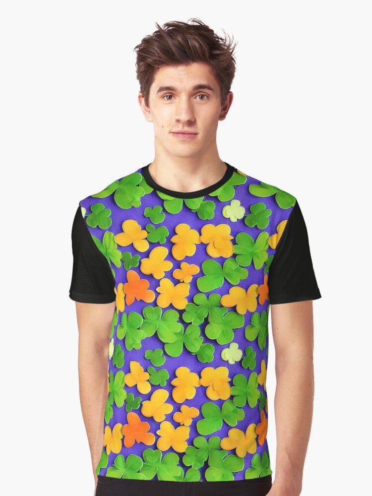 Thumbnail 1 of 5, Graphic T-Shirt, Shamrock Pattern - Astonished Cat Company - Great St Patrick's Day Gift designed and sold by AstonishedCatCo.