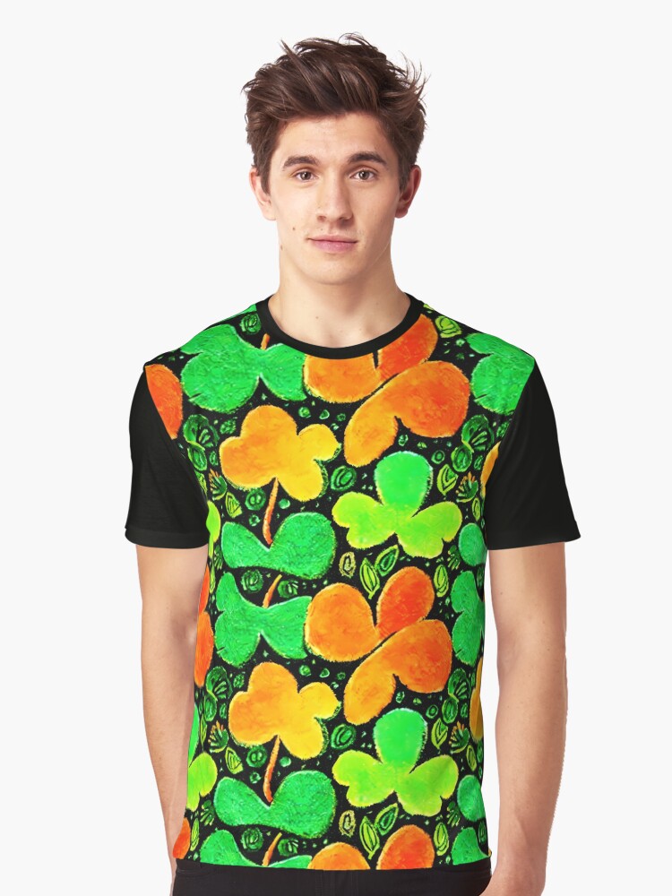 Thumbnail 1 of 5, Graphic T-Shirt, Shamrock Pattern - Astonished Cat Company - Great St Patrick's Day Gift designed and sold by AstonishedCatCo.