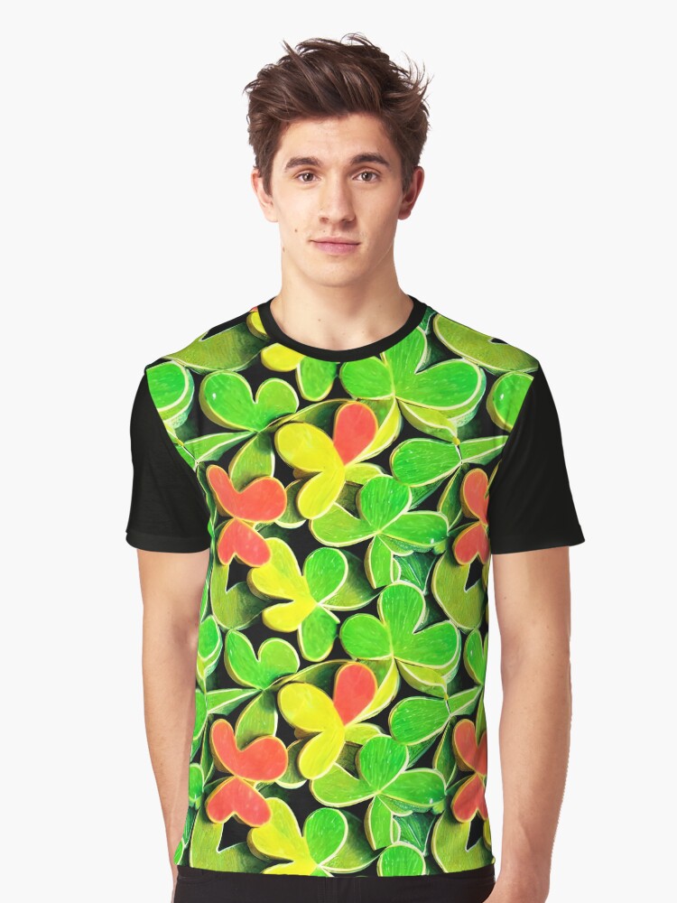 Thumbnail 1 of 5, Graphic T-Shirt, Shamrock Pattern - Astonished Cat Company - Great St Patrick's Day Gift designed and sold by AstonishedCatCo.