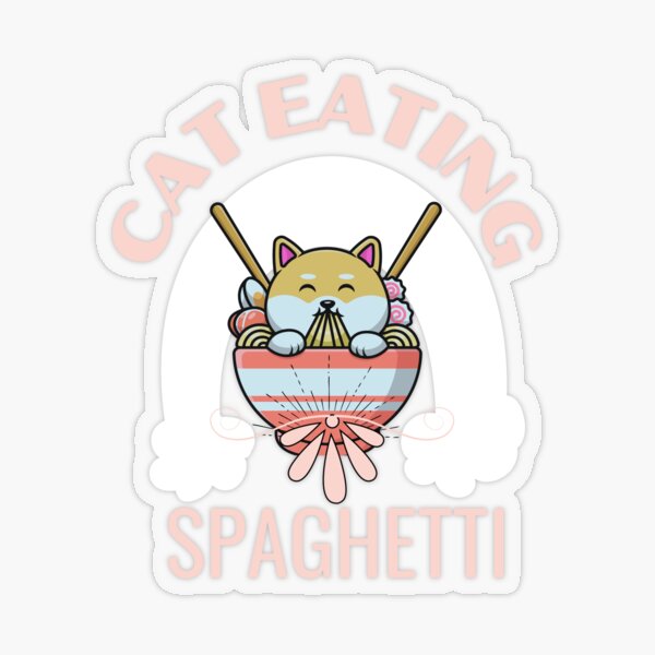 cat eating spaghetti gif Sticker for Sale by DovaNov