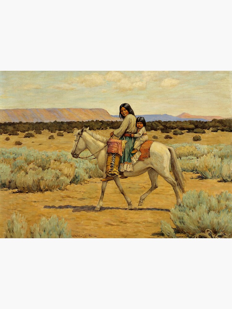 Apache Mother and Child on Horseback by Carl Moon Art Board Print for Sale  by PatricianneK