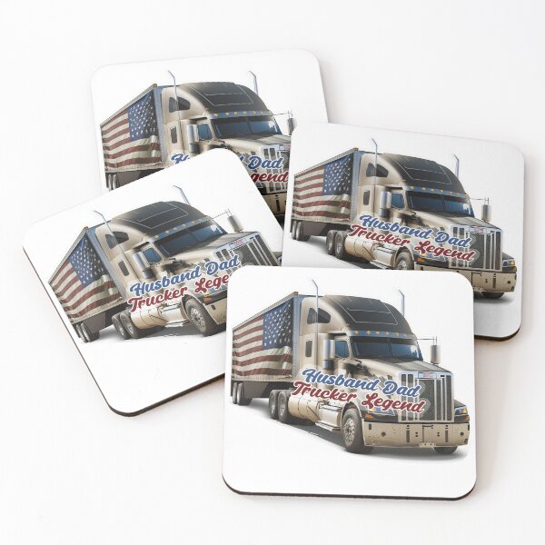 Item preview, Husband Dad Trucker Legend, USA flag, big truck designed and sold by pixeldizajn.