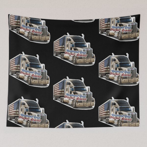 Item preview, Husband Dad Trucker Legend, USA flag, big truck designed and sold by pixeldizajn.