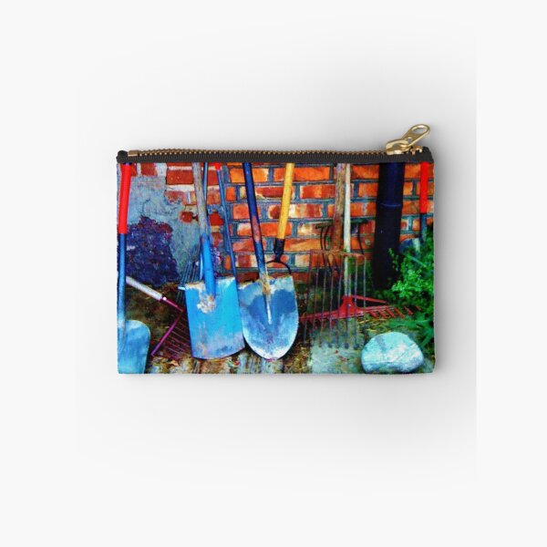 Item preview, Rakes & Shovels Leaning on a Brick Wall in the Garden designed and sold by Nalinne Jones.