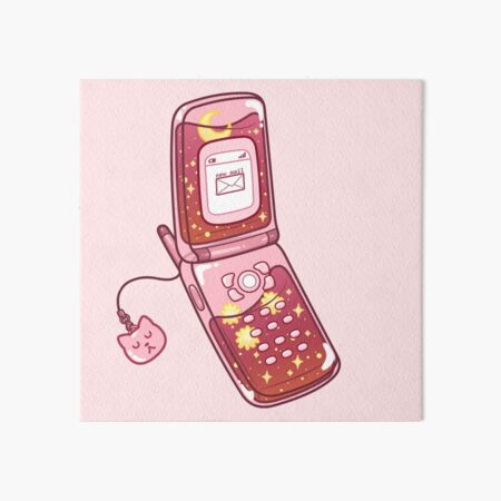 Y2k pink flip phone design Art Print for Sale by hanameda
