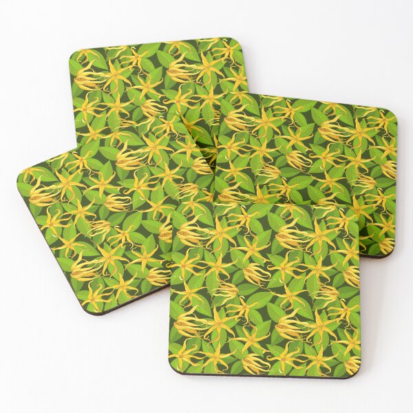 Item preview, Ylang Ylang Exotic Scented Flowers and Leaves Pattern designed and sold by BluedarkArt.