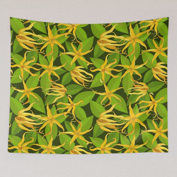 Item preview, Ylang Ylang Exotic Scented Flowers and Leaves Pattern designed and sold by BluedarkArt.