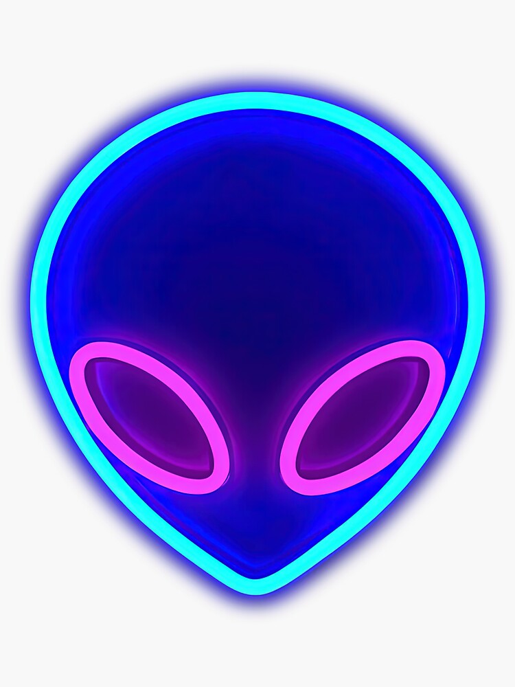 Neon Alien Head Sticker for Sale by TeamLouish