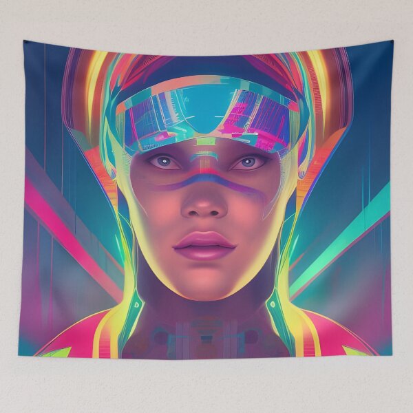 Item preview, Cyberpunk Portrait Neon Style designed and sold by Gemini Maison Print.
