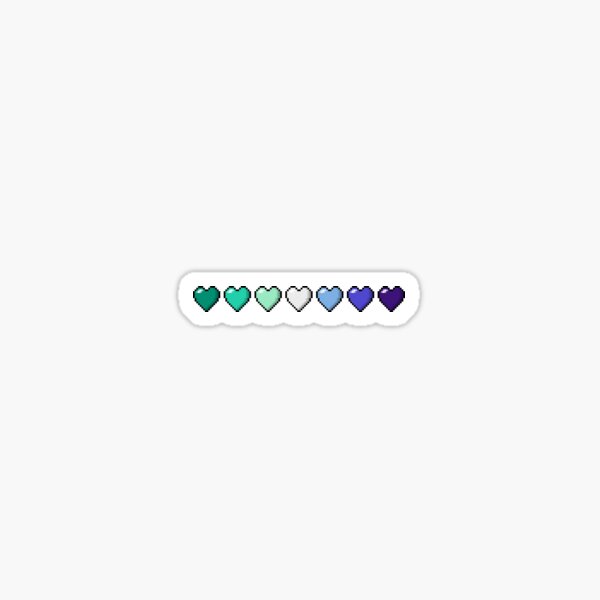 Row of Seven Gay Pride Flag Pixel Hearts Sticker