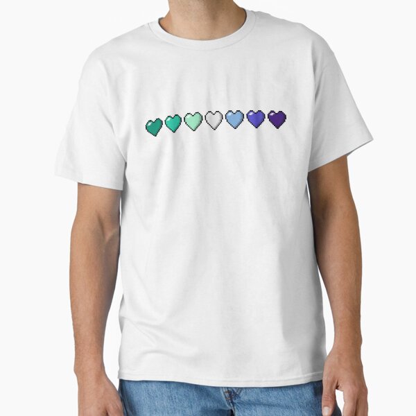 Row of Seven Gay Pride Flag Pixel Hearts Classic T-Shirt