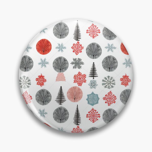 Item preview, Red Orange Coral, Teal Gray Snowflakes and Trees designed and sold by Zeph1.