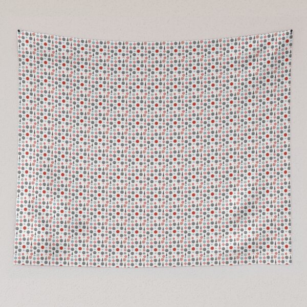 Item preview, Red Orange Coral, Teal Gray Snowflakes and Trees designed and sold by Zeph1.