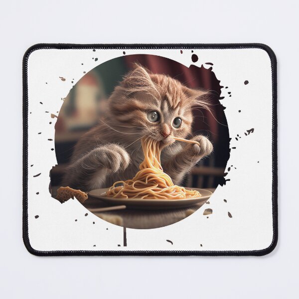 Item preview, cat eating spaghetti designed and sold by Shopinow.