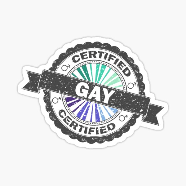 Certified stamp of approval with Gay colored starburst Sticker