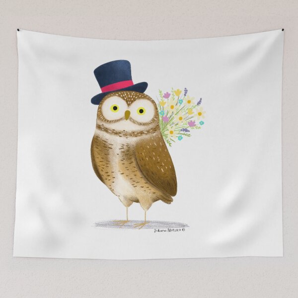Item preview, Burrowing Owl with flowers designed and sold by julianamotzko.
