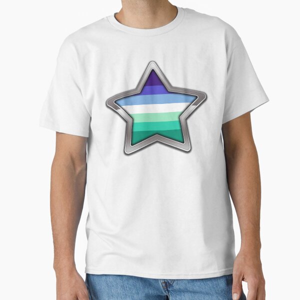 Large Gay Pride Flag Colored Star with Chrome Frame Classic T-Shirt