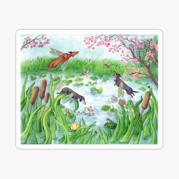 Item preview, Dachshund Dragonflies Fantasy Miniature Wiener Dogs designed and sold by TerryPond.
