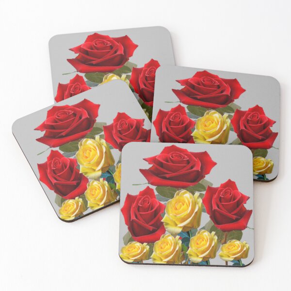 Item preview, RED YELLOW ROSE GARDEN PATTERN GREY ART  designed and sold by sharlesart.