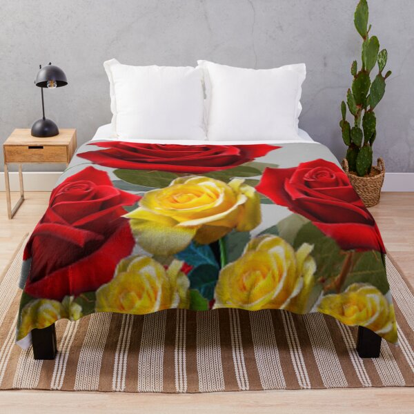 Item preview, RED YELLOW ROSE GARDEN PATTERN GREY ART designed and sold by sharlesart.