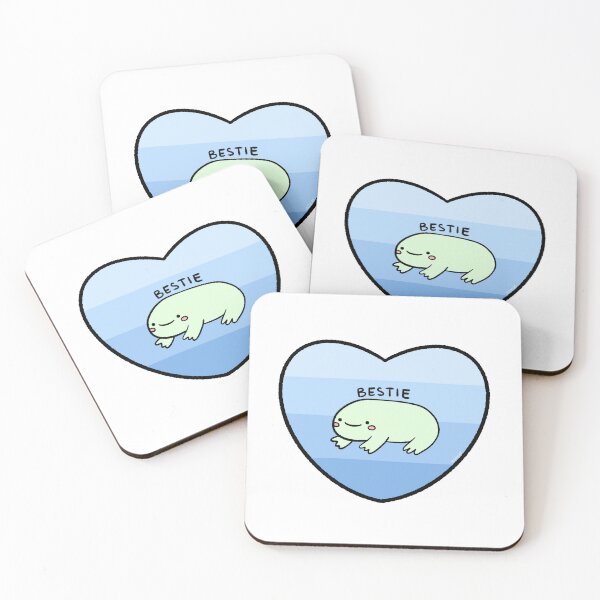Item preview, BESTIE | Best Friends Valentine’s Day Happy Light Green Frog in a Blue Heart designed and sold by iristocat.