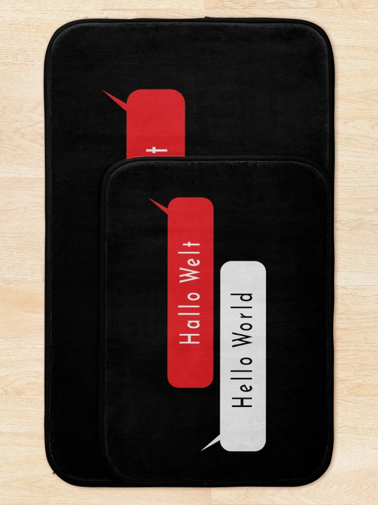 Thumbnail 5 of 6, Bath Mat, Hello World-Hallo Welt-Python Code designed and sold by FridPix.