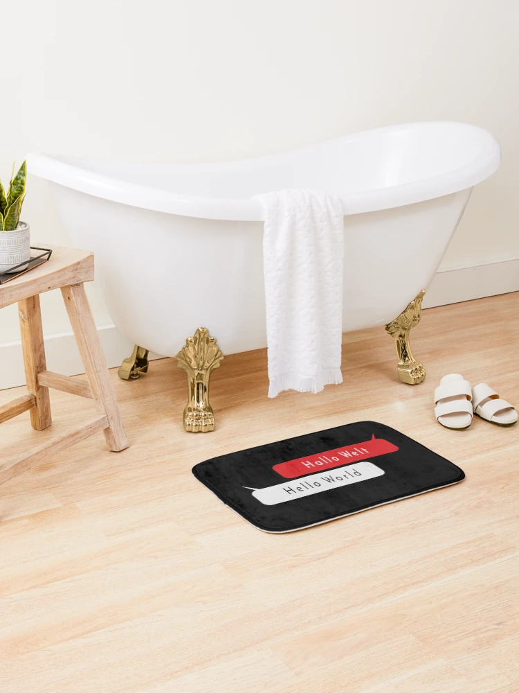 Thumbnail 2 of 6, Bath Mat, Hello World-Hallo Welt-Python Code designed and sold by FridPix.