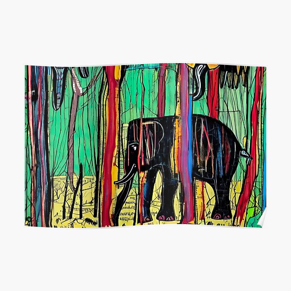 éléphant dans la forêt Poster