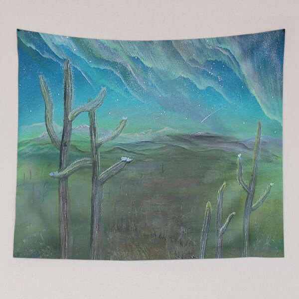 Item preview, Aurora Saguarus; Northern Lights Over Arizona Saguaros designed and sold by Debbie Center.