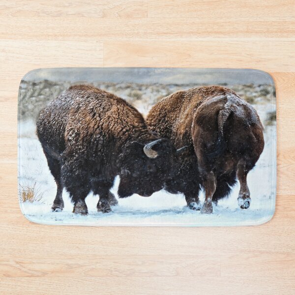 Item preview, American Bison in a Fight During a Snowstorm. designed and sold by Rocky Mountain Artistry.