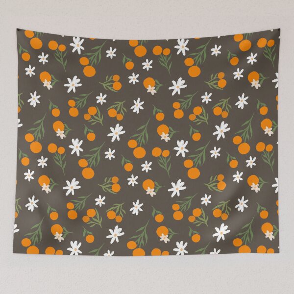 Item preview, Orange flowers pattern illustration designed and sold by pinkyfish1010.
